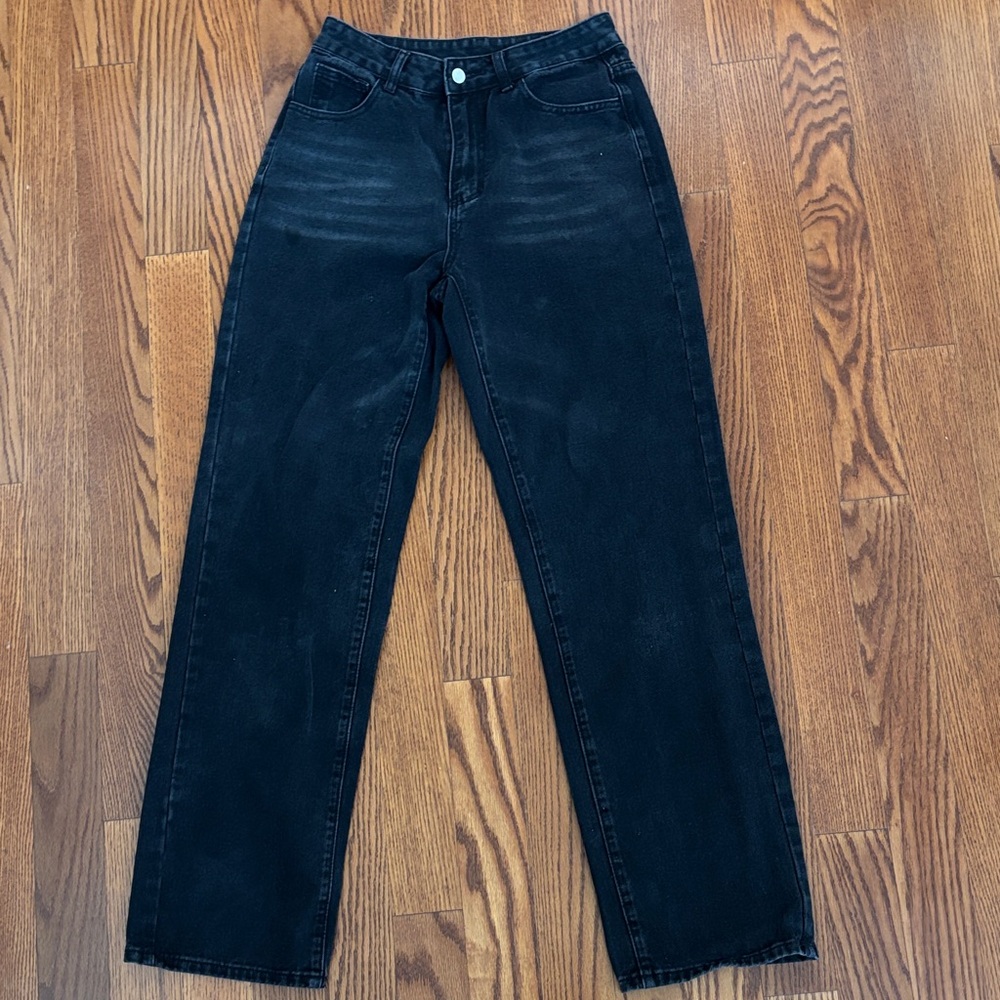 SHEIN Jeans black women’s straight leg tall M fits like a 27 /28 - High rise